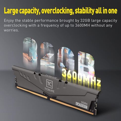 TEAMGROUP T-Create Expert overclocking 10L Samsung B-Die DDR4 32GB Kit (2 x 16GB) 3600MHz (PC4 28800) CL14 Desktop Memory Module Ram - TTCED432G3600HC14CDC01 in Kuwait