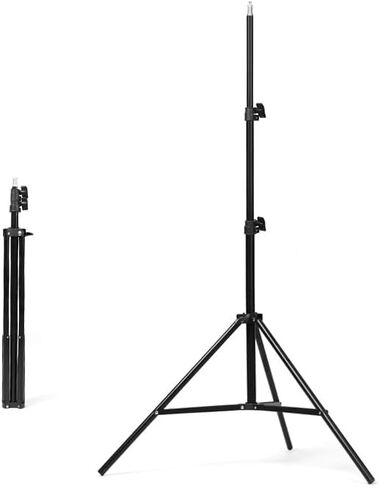 حامل ضوء من سبائك الألومنيوم من Beeiee، حامل ثلاثي القوائم للتصوير الفوتوغرافي مبطن زنبركي قابل للتعديل بطول 2 متر لمضات ضوء فلاش استوديو الصور، ضوء حلقة in Kuwait