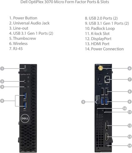 كمبيوتر مكتبي Dell Optiplex 3070 MFF Micro Form Factor - الجيل التاسع Intel Core i5-9500T 6-Core حتى 3.70 جيجا هرتز، ذاكرة DDR4 16 جيجا، 512 جيجا SSD، Intel UHD Graphics 630، Windows 10 Pro (64 بت) (متجدد) in Kuwait