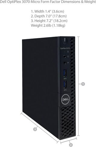 كمبيوتر مكتبي Dell Optiplex 3070 MFF Micro Form Factor - الجيل التاسع Intel Core i5-9500T 6-Core حتى 3.70 جيجا هرتز، ذاكرة DDR4 16 جيجا، 512 جيجا SSD، Intel UHD Graphics 630، Windows 10 Pro (64 بت) (متجدد) in Kuwait