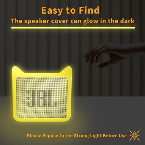 غطاء حماية من السيليكون لسماعات جيه بي ال GO2 المحمولة بلوتوث على شكل اذن قطة لطيفة مضادة للصدمات متوافقة مع مكبر صوت جيه بي ال جو 2 - اصفر لامع in Kuwait