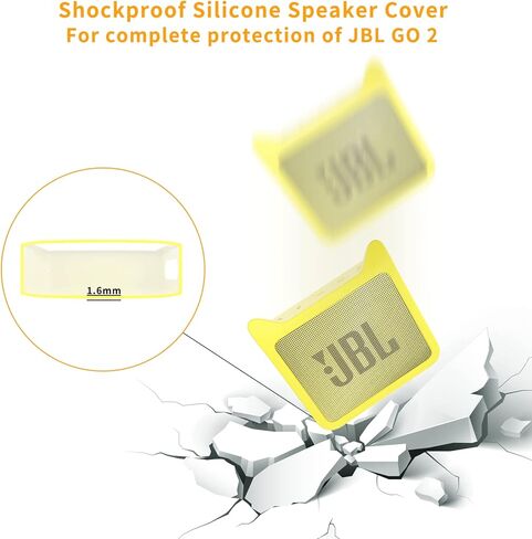 غطاء حماية من السيليكون لسماعات جيه بي ال GO2 المحمولة بلوتوث على شكل اذن قطة لطيفة مضادة للصدمات متوافقة مع مكبر صوت جيه بي ال جو 2 - اصفر لامع in Kuwait