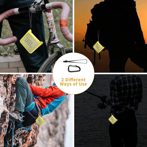 غطاء حماية من السيليكون لسماعات جيه بي ال GO2 المحمولة بلوتوث على شكل اذن قطة لطيفة مضادة للصدمات متوافقة مع مكبر صوت جيه بي ال جو 2 - اصفر لامع in Kuwait