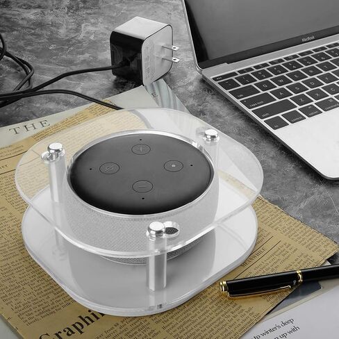 حافظة Geekria أكريليك شفافة متوافقة مع مكبر الصوت الذكي Echo Dot (الجيل الثالث) الجديد كليًا لعام 2019 مع ساعة ومكبر صوت مثبت على الحائط في السقف وحامل حماية ثابت (دائري شفاف) in Saudi Arabia