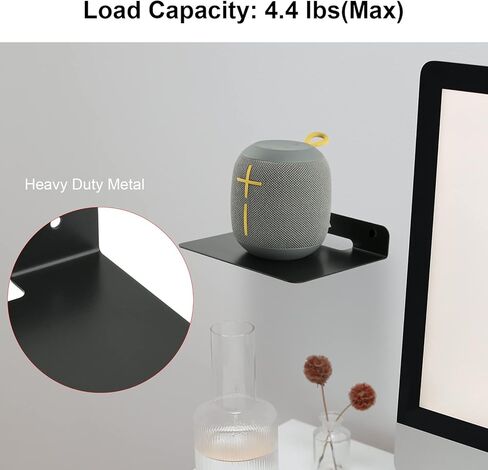 TXEsign Floating Wall Shelves-2 Pack, Wall Shelf Speaker Mount for Bluetooth Speaker, Webcam, Cell Phones, Mesh Router, Display Shelf Metal Speaker Shelf (White, 2) in Saudi Arabia