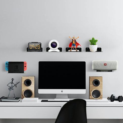 TXEsign Floating Wall Shelves-2 Pack, Wall Shelf Speaker Mount for Bluetooth Speaker, Webcam, Cell Phones, Mesh Router, Display Shelf Metal Speaker Shelf (White, 2) in Saudi Arabia