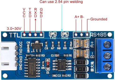 Atnsinc 2Pack TTL to RS485 Adapter Module, 485 to TTL 3.3V/5.0V Signals Serial Port Power Supply Converter with Indicator Lights in Saudi Arabia