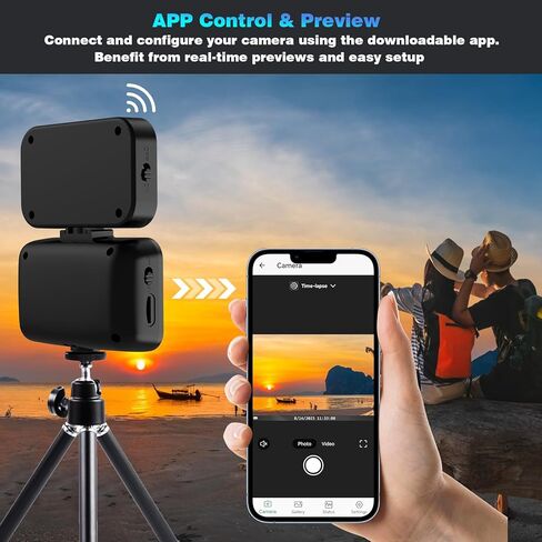 كاميرا Time Lapse 32 جيجابايت للتحكم في تطبيق Wi-Fi، التقاط صور بدقة 32 ميجابكسل 2.7K مقاطع فيديو بفاصل زمني للتركيز اليدوي، وضع الاستعداد لمدة 180 يومًا، عرض مباشر، ملء الضوء، فكرة لنمو وبناء زهور النباتات الداخلية (أسود) in Kuwait