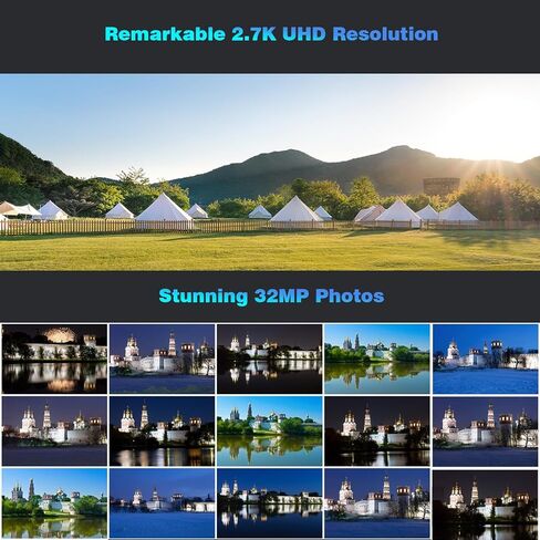 كاميرا Time Lapse 32 جيجابايت للتحكم في تطبيق Wi-Fi، التقاط صور بدقة 32 ميجابكسل 2.7K مقاطع فيديو بفاصل زمني للتركيز اليدوي، وضع الاستعداد لمدة 180 يومًا، عرض مباشر، ملء الضوء، فكرة لنمو وبناء زهور النباتات الداخلية (أسود) in Kuwait