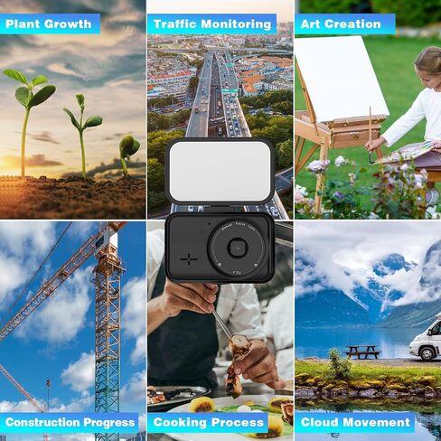 كاميرا Time Lapse 32 جيجابايت للتحكم في تطبيق Wi-Fi، التقاط صور بدقة 32 ميجابكسل 2.7K مقاطع فيديو بفاصل زمني للتركيز اليدوي، وضع الاستعداد لمدة 180 يومًا، عرض مباشر، ملء الضوء، فكرة لنمو وبناء زهور النباتات الداخلية (أسود) in Kuwait