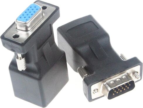 LM YN VGA to RJ45 Adapter Connector 2 Pcs RJ45 Female to VGA Male Female CAT5 CAT6 Support 720P 1080I 1080P Analog High-Definition Format Transmission for Multimedia Video Network Engineering in Saudi Arabia