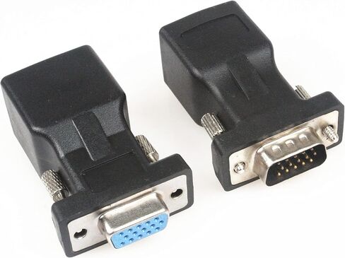 LM YN VGA to RJ45 Adapter Connector 2 Pcs RJ45 Female to VGA Male Female CAT5 CAT6 Support 720P 1080I 1080P Analog High-Definition Format Transmission for Multimedia Video Network Engineering in Saudi Arabia