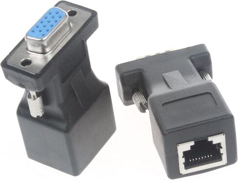 LM YN VGA to RJ45 Adapter Connector 2 Pcs RJ45 Female to VGA Male Female CAT5 CAT6 Support 720P 1080I 1080P Analog High-Definition Format Transmission for Multimedia Video Network Engineering in Saudi Arabia