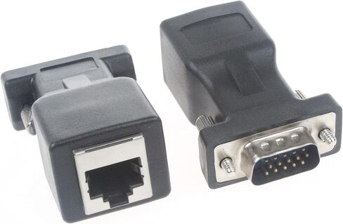 LM YN VGA to RJ45 Adapter Connector 2 Pcs RJ45 Female to VGA Male Female CAT5 CAT6 Support 720P 1080I 1080P Analog High-Definition Format Transmission for Multimedia Video Network Engineering in Saudi Arabia