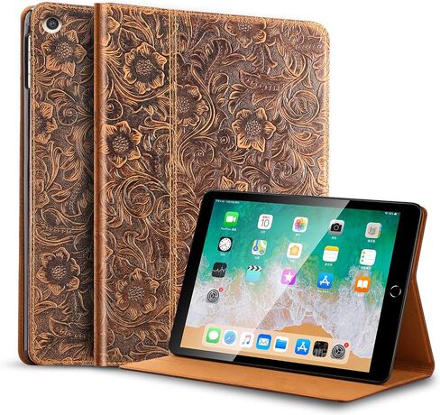 حافظة جلدية Gexmil لجهاز Ipad 10.2 2021/2020، غطاء فوليو من جلد البقر لجهاز iPad 9th/8th/7th Gen حافظة جلدية أصلية جديدة، تنطبق أيضًا على حافظة iPad 10.2 2019 (نمط بني) in Kuwait