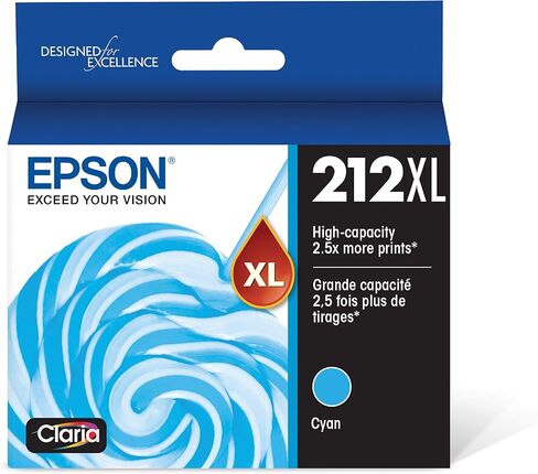 EPSON 212 Claria Ink High Capacity Cyan Cartridge (T212XL220-S) Works with WorkForce WF-2830, WF-2850, Expression XP-4100, XP-4105 in Saudi Arabia