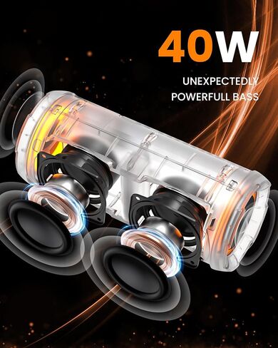 NOTABRICK Bluetooth Speakers, 40W DSP Speaker Bluetooth Wireless with Light, IPX7 Waterproof Speaker, Deep Bass, Power Bank, TF/AUX/USB, for Outdoor Home Showe in Kuwait