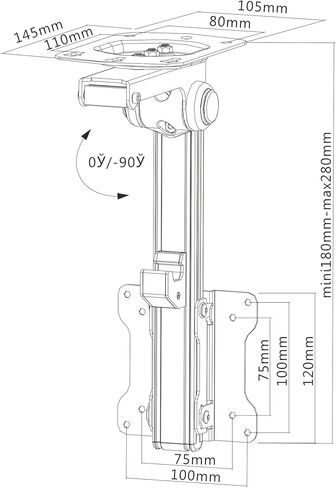 حامل سقف للتلفزيون RV مقاس 13 بوصة - 27 بوصة من InstallerParts للمطبخ تحت الخزانة، ودعامة تلفزيون من الألومنيوم قابلة للطي، قابلة للسحب، قابلة للطي للأسفل من أجل LED وLCD والتلفزيون والشاشة والشاشات المسطحة 75x75 و100x100 in Kuwait