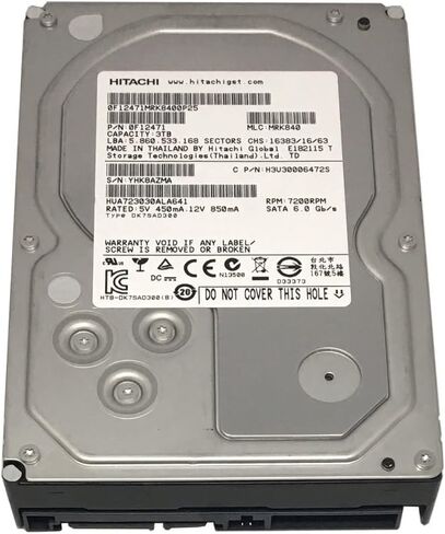 Hitachi Ultrastar 7K3000 (0F12471) 3TB 64MB Cache 7200RPM SATA III (6.0Gb/s) 3.5in Hard Drive - PC/Mac, ,RAID, NAS, CCTV DVR (Renewed) in Kuwait