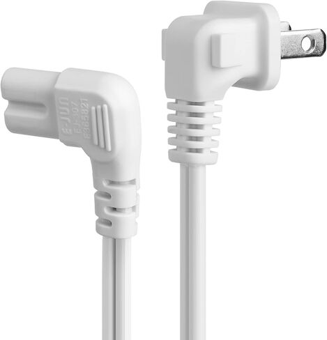 سلك طاقة عالمي ذو شقين بزاوية 18 AWG - NEMA 1-15P إلى IEC320 C7 الشكل 8 موصل بندقية تيار متردد مزود طاقة كابل مقبس توصيل سلك (أبيض) متوافق مع تلفزيون، PS4 PS3 رفيع، LED HDTV (6 أقدام) in Kuwait