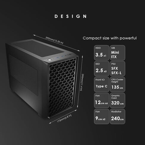 حافظة anidees AI Atomic Mini ITX صغيرة الحجم (SFF)، وحدة معالجة رسومات GPU ثلاثية الفتحات وفتحتين عموديتين، مع لوحات شبكية، تدعم 240 مشعاعًا، AI-at-ITX (حافظة الكمبيوتر الشخصي فقط) in Kuwait