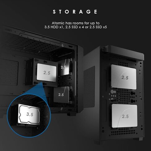 حافظة anidees AI Atomic Mini ITX صغيرة الحجم (SFF)، وحدة معالجة رسومات GPU ثلاثية الفتحات وفتحتين عموديتين، مع لوحات شبكية، تدعم 240 مشعاعًا، AI-at-ITX (حافظة الكمبيوتر الشخصي فقط) in Kuwait