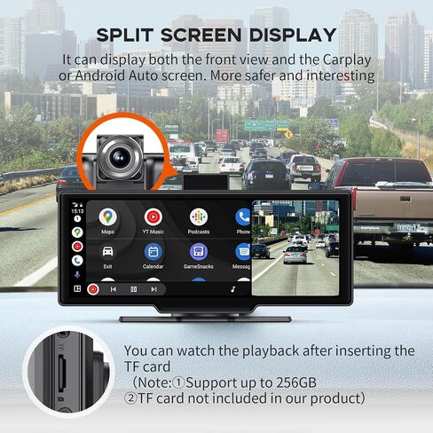 شاشة GOPEO اللاسلكية Carplay مقاس 10.26 بوصة HD IPS تعمل باللمس CarPlay اللاسلكية & Android Auto ستيريو سيارة محمول مع وصلة مرآة/بلوتوث/ملاحة/Siri/AUX/FM/TF شاشة Carplay للسيارات in Kuwait