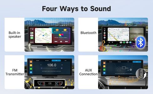 شاشة GOPEO اللاسلكية Carplay مقاس 10.26 بوصة HD IPS تعمل باللمس CarPlay اللاسلكية & Android Auto ستيريو سيارة محمول مع وصلة مرآة/بلوتوث/ملاحة/Siri/AUX/FM/TF شاشة Carplay للسيارات in Kuwait