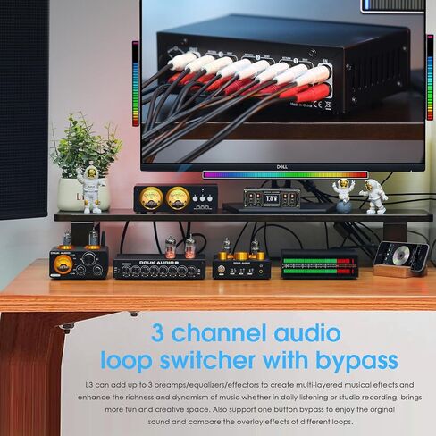 Douk Audio L3 3 Channel Stereo Audio Loop Switcher w/VU Meter RCA Selector Box in Kuwait