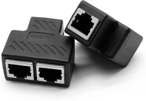 اييلومدو 4 قطع محول مقسم ار جيه 45 1 الى 2 مقسم ايثرنت 8P8C وصلة توصيل ايثرنت مزدوجة المقبس لكات7 كات 6 كات 5 اي كات 5 (اسود) in Kuwait