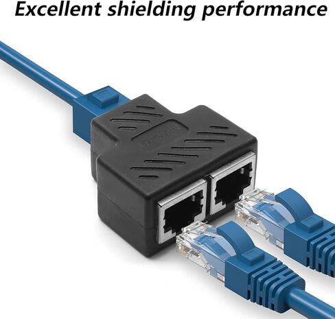 اييلومدو 4 قطع محول مقسم ار جيه 45 1 الى 2 مقسم ايثرنت 8P8C وصلة توصيل ايثرنت مزدوجة المقبس لكات7 كات 6 كات 5 اي كات 5 (اسود) in Kuwait