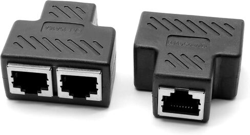 اييلومدو 4 قطع محول مقسم ار جيه 45 1 الى 2 مقسم ايثرنت 8P8C وصلة توصيل ايثرنت مزدوجة المقبس لكات7 كات 6 كات 5 اي كات 5 (اسود) in Kuwait