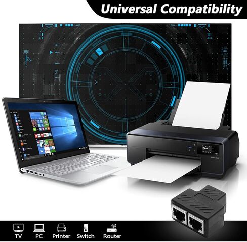 اييلومدو 4 قطع محول مقسم ار جيه 45 1 الى 2 مقسم ايثرنت 8P8C وصلة توصيل ايثرنت مزدوجة المقبس لكات7 كات 6 كات 5 اي كات 5 (اسود) in Kuwait