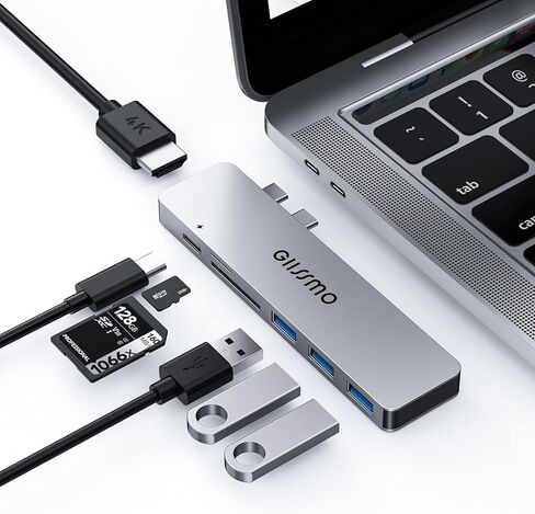 موزع USB C لماك بوك برو/اير M1، محول جيسمو 7 في 2 متعدد المنافذ ملحقات ماك بوك مع 4K HDMI، 3 USB 3.0، منفذ شحن ثاندربولت 3 100 واط، SD/TF، محولات USB C ماك بوك برو/اير 2021-2016 in Kuwait