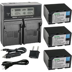Kastar 1-Pack Battery and AC LCD Dual Fast Charger Compatible with JVC Connected CAM GY-HC500E GY-HC500U, JVC GY-HC500SPC Connected Cam 4K Handheld Camcorder, JVC GY-HC 550 GY-HC 550E Camcorder in Kuwait