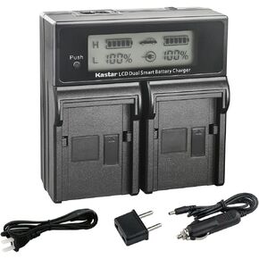 Kastar 1-Pack Battery and AC LCD Dual Fast Charger Compatible with JVC Connected CAM GY-HC500E GY-HC500U, JVC GY-HC500SPC Connected Cam 4K Handheld Camcorder, JVC GY-HC 550 GY-HC 550E Camcorder in Kuwait