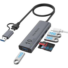USB C USB HUB, USB 3.2 GEN 2 10G Speed, USB A/USB C to USB A Adapter.with 3 USB A Ports(10G) and UHS-II SD/TF Ports, USB C UHS-II SD Card Reader Compatible with SD/SDHC/SDXC/Micro SD in Saudi Arabia