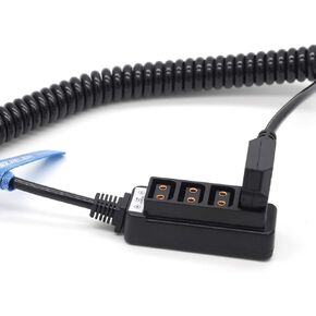 SZJELEN D-tap to Dtap Splitter Female P-tap Splitter Coiled Adapter Cable for Photography Power/Anton Bauer V-Mount Battery (Spring Line)