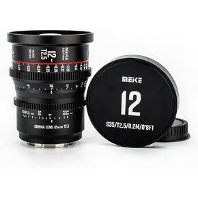 MEKE 12mm T2.5 Super 35 Prime Manual Focus Cinema Lens for EF-Mount Cine Camera Compatible with C200 C300 II, RED Komodo, BMPCC 6K, Z CAM E2-S6 BMPCC6K Pro