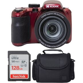 كاميرا Kodak PIXPRO AZ425 الرقمية + حقيبة الكاميرا + بطاقة ذاكرة سعة 128 جيجابايت (أبيض) in Kuwait