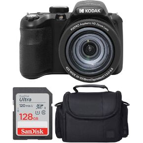 كاميرا Kodak PIXPRO AZ425 الرقمية + حافظة الكاميرا + بطاقة ذاكرة سعة 128 جيجابايت (أسود) in Kuwait
