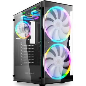 حقيبة كمبيوتر METABUILD ATX مع مراوح RGB (مثبتة مسبقًا بما في ذلك مروحتين أماميتين مقاس 200 مم)، حقيبة ألعاب متوسطة البرج مع لوحة أمامية وجانبية من الزجاج المقسى، حقيبة كمبيوتر ألعاب ذات تدفق هواء عالي MB305A in Kuwait