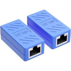 ILIWIWY RJ45 Coupler Ethernet Adapter Ethernet Extender for Cat6 Cat5 Cat5e Cat7 Ethernet Cable Coupler Female to Female (Blue 2 Pack)
