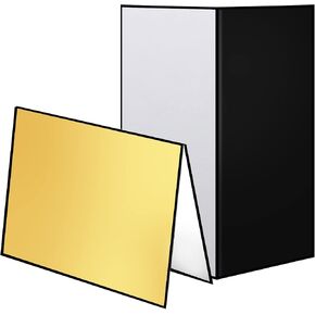 Meking 17x12 بوصة 3 في 1 ورق مقوى للتصوير الفوتوغرافي عاكس للضوء، لوحة ناشر ضوء قابلة للطي في الاستوديو لمنتج الحياة الساكنة والتقاط صور الطعام - ذهبي فضي وأسود، أبيض، عبوتان in Kuwait