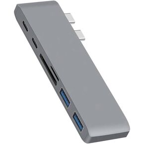 محول محور USB C مزدوج، دونجل محور من النوع C مع منفذي USB 3.0، وفتحات قارئ بطاقة TF/SD لجهاز MacBook Pro 13 بوصة 15 بوصة 2016 2017 in Kuwait