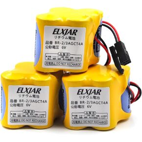 بطارية بديلة elxjar (3 عبوات) BR-2/3AGCT4A 6V 4400mAh لباناسونيك FANUC A98L-0031-0025، CUSTOM-107، SHS749، ALIT0138، LIT0138 (موصل بني) in Kuwait