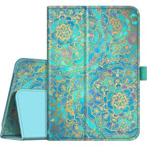 حافظة Fintie Folio لجهاز الكمبيوتر اللوحي Fire 7 الجديد كليًا (الجيل الثاني عشر، إصدار 2022) أحدث طراز - غطاء حامل قابل للطي من الجلد النباتي الفاخر مع خاصية النوم/الاستيقاظ التلقائي، ظلال من اللون الأزرق in Kuwait