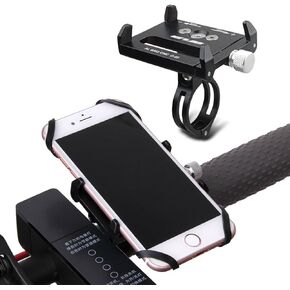 GUB Bicycle & Motorcycle Phone Mount, Aluminum Alloy Universal Bike Handlebar Phone Mount Holder Adjustable Compatible with iPhone X XR Xs 7s 8 Plus,Compatible with SamsungS9/S8/Note(Black with Band)