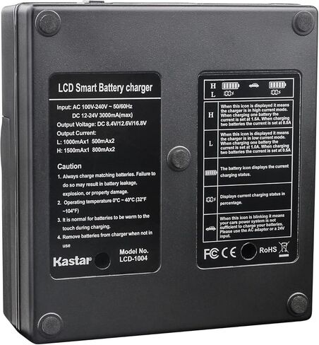 بطارية Kastar 1 حزمة وشاحن AC LCD مزدوج سريع متوافق مع JVC Connected CAM GY-HC500E GY-HC500U، JVC GY-HC500SPC Connected Cam 4K كاميرا فيديو محمولة، JVC GY-HC 550 GY-HC 550E كاميرا فيديو in Saudi Arabia