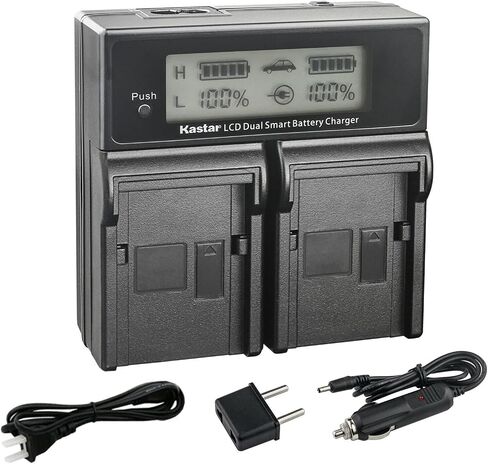 بطارية Kastar 1 حزمة وشاحن AC LCD مزدوج سريع متوافق مع JVC Connected CAM GY-HC500E GY-HC500U، JVC GY-HC500SPC Connected Cam 4K كاميرا فيديو محمولة، JVC GY-HC 550 GY-HC 550E كاميرا فيديو in Saudi Arabia